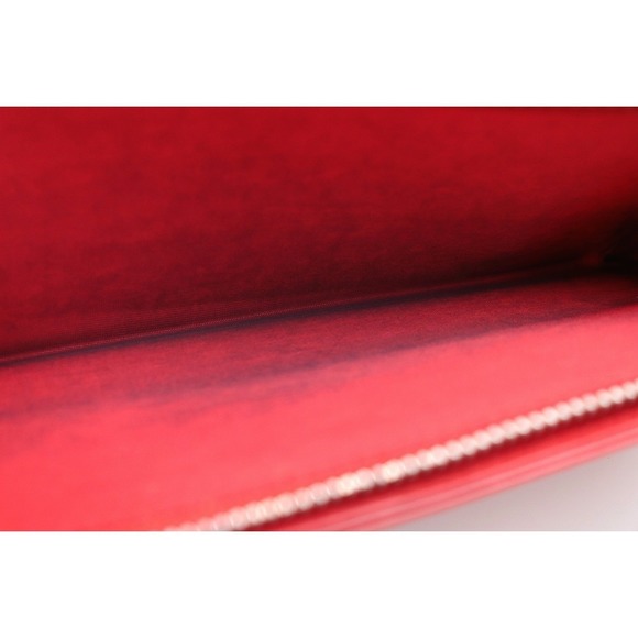 Dior Christian Wallet Trotter  Enamel Leather  Chain Lady Red - Picture 6 of 9